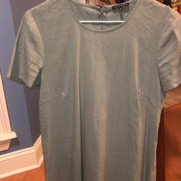 Theory light moss green size 6 linen blend short sleeve dress - Picture 9 of 9